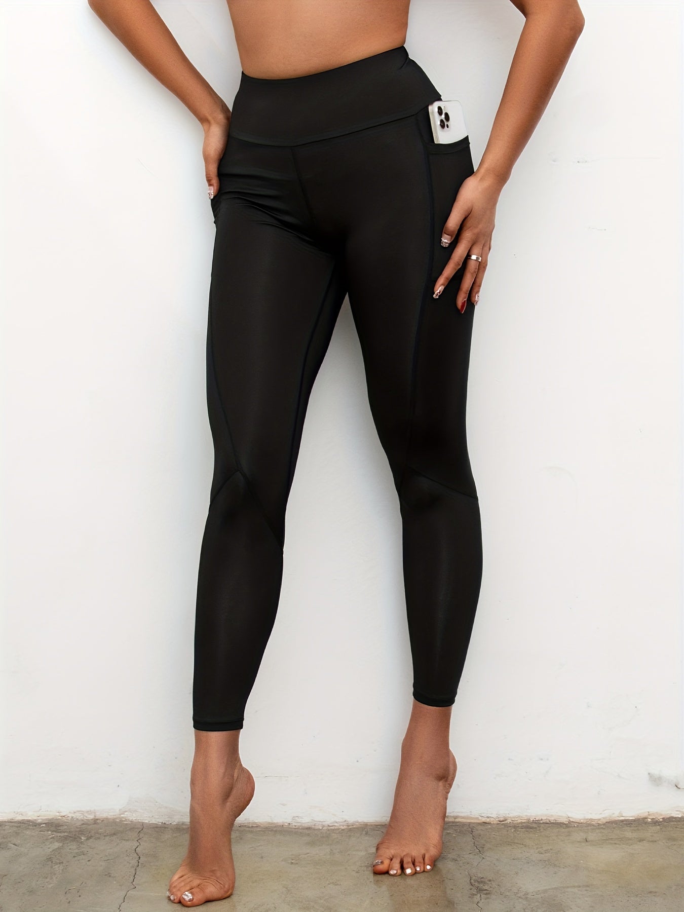 High Stretch Sports Leggings With Pocket Yoga Running Pants