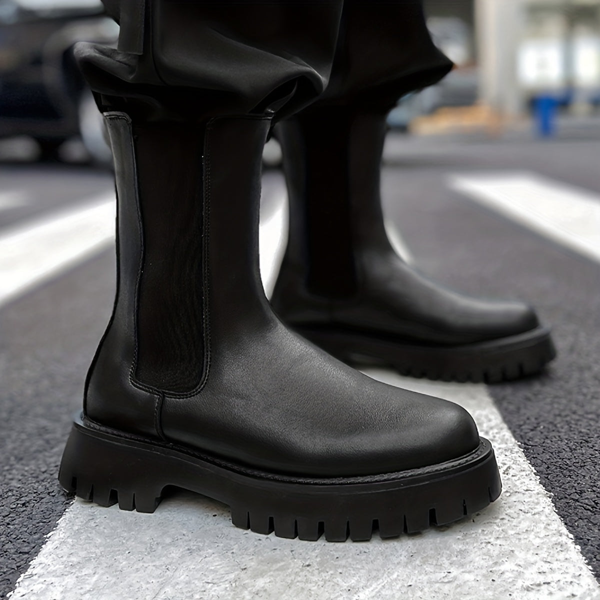 Men's Platform Chelsea Boots Casual Walking Shoes