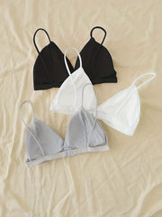 3 Pcs Girls Bralette Spaghetti Strap V Neck Padded Wire A B Cups Hook Closure