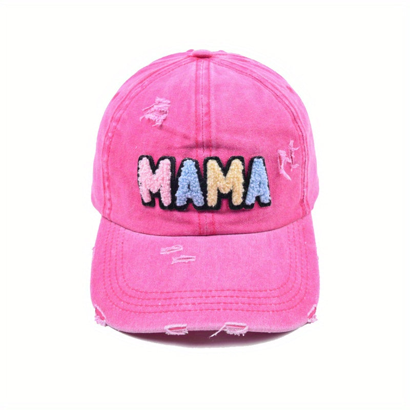 MAMA Patch Ripped Baseball Cap Distressed Dad Hat