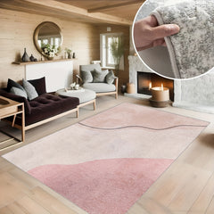 Pink Shaggy Floor Carpet - Soft Faux Sheepskin Mat
