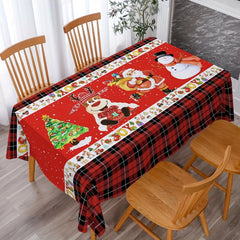 Polyester Tablecloth Merry Christmas Table Cover Christmas Tree Snowman Pattern
