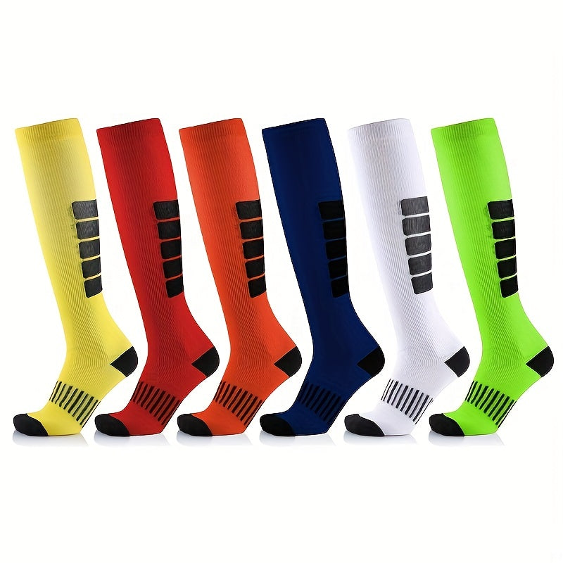6 Pairs Outdoor Compression Knee Socks for Running Cycling Hiking
