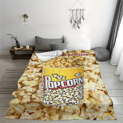 Delicious Food Pattern Flannel Blanket Tempting Popcorn Soft Warm Fabric