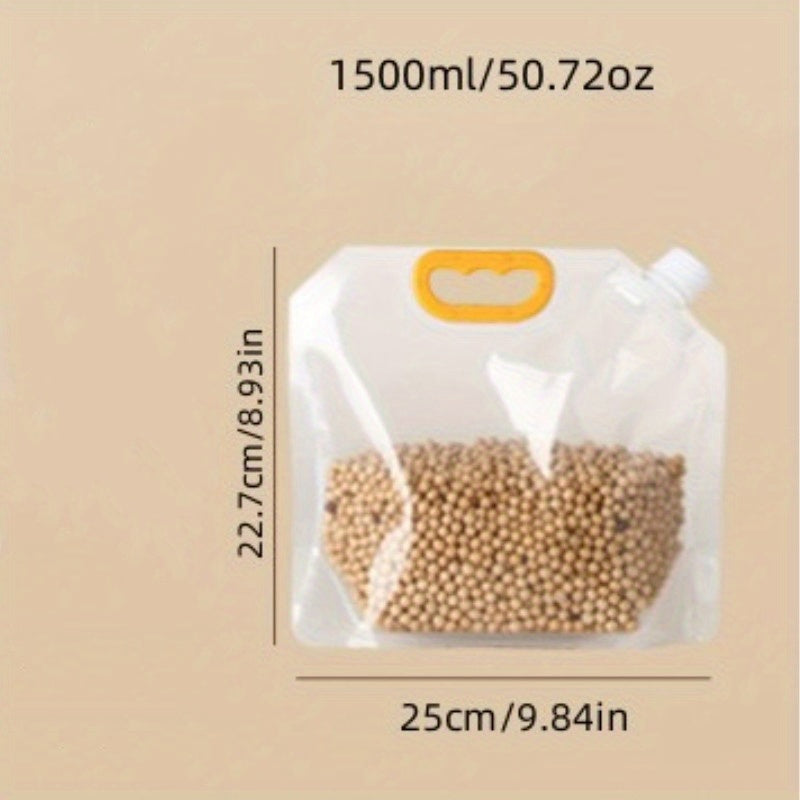 5pcs Spout Sealed Stand Up Food Storage Pouch Visual Transparent Thickened