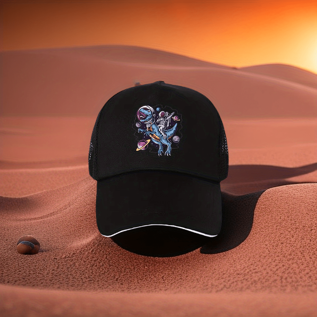 Astronaut Riding Dinosaur Men's Baseball Cap Outdoor Mesh Hat