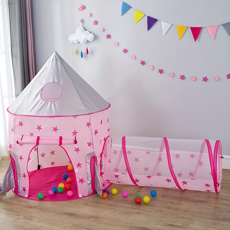 3pcs Indoor Rocket Castle Play Tent Toy House Bed Baby Birthday Gift