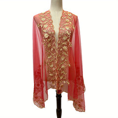 Floral Embroidery Shawl Large Cape for Wedding Bridal