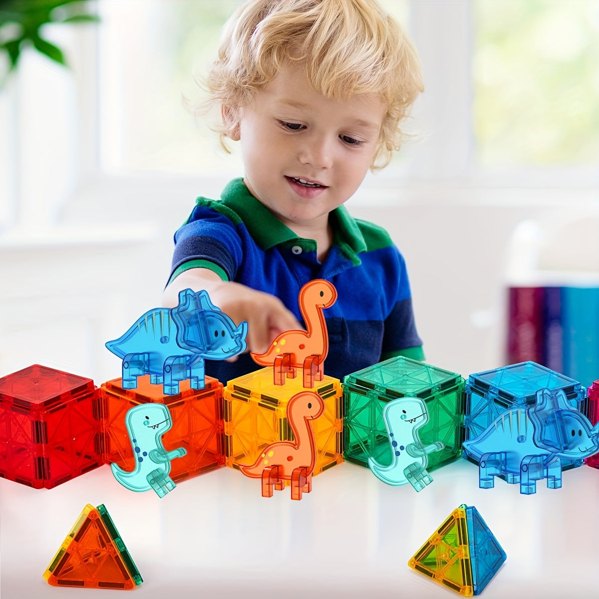 3D Dinosaur Magnetic Building Blocks Kids Toy Set