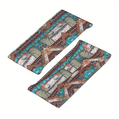 Men's Paisley Headband Non Slip Teal Orange Gray Brown Soft Flexible Band