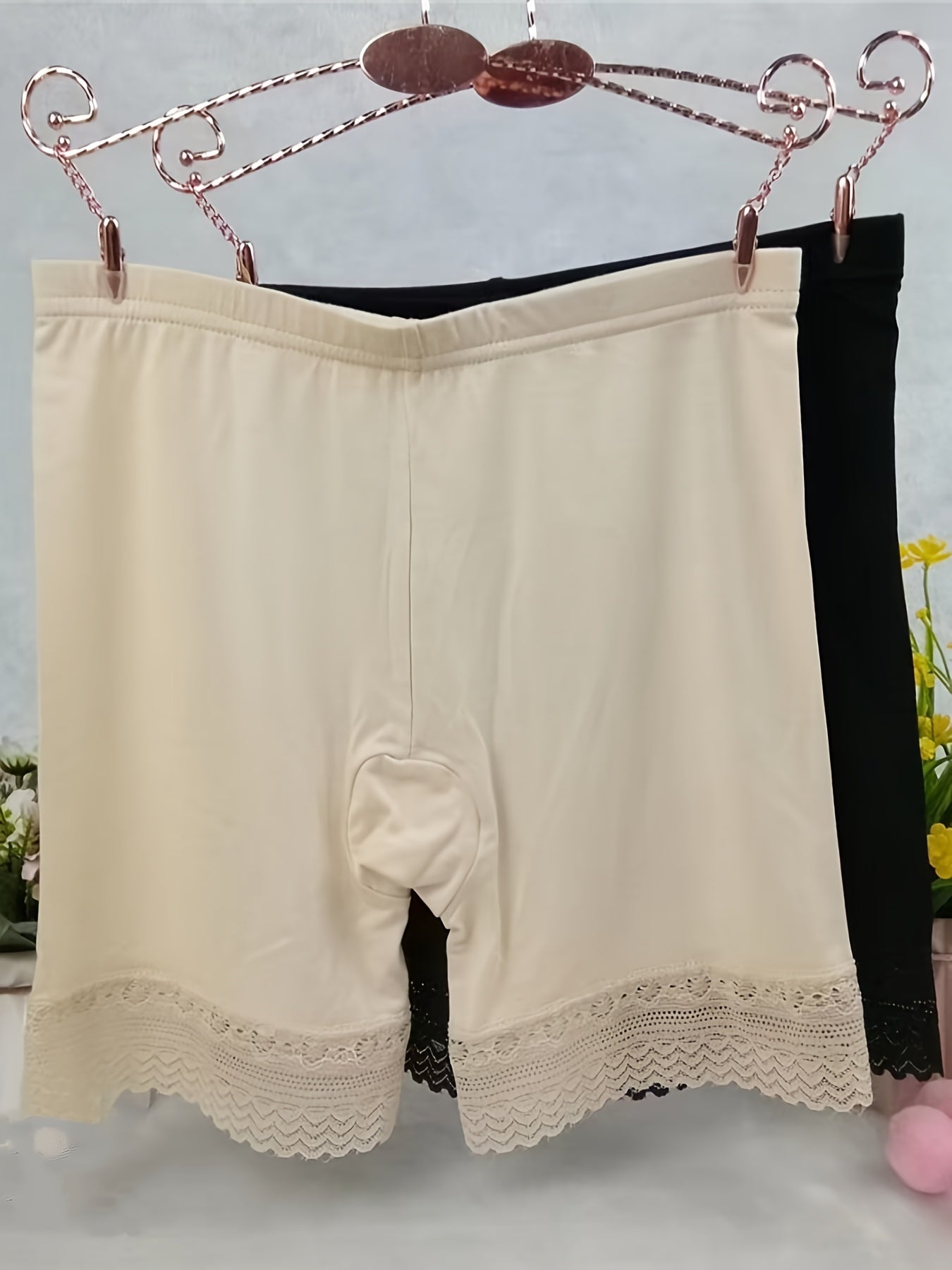 2pcs Lace Panties Soft & Comfy Intimates Safety Shorts Women's Lingerie