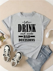 Letter Graphic Sports Round Neck T-shirt Short Sleeves for Women
