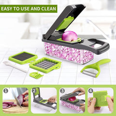 16in1 Onion Chopper Food Cutter With 8 Blades Potato Slicer Shredder