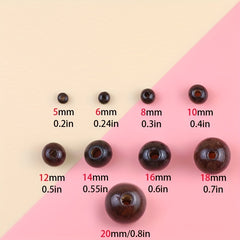 20mm Brown Wood Beads Large Hole Glossy Loose Beads DIY Jewelry Making