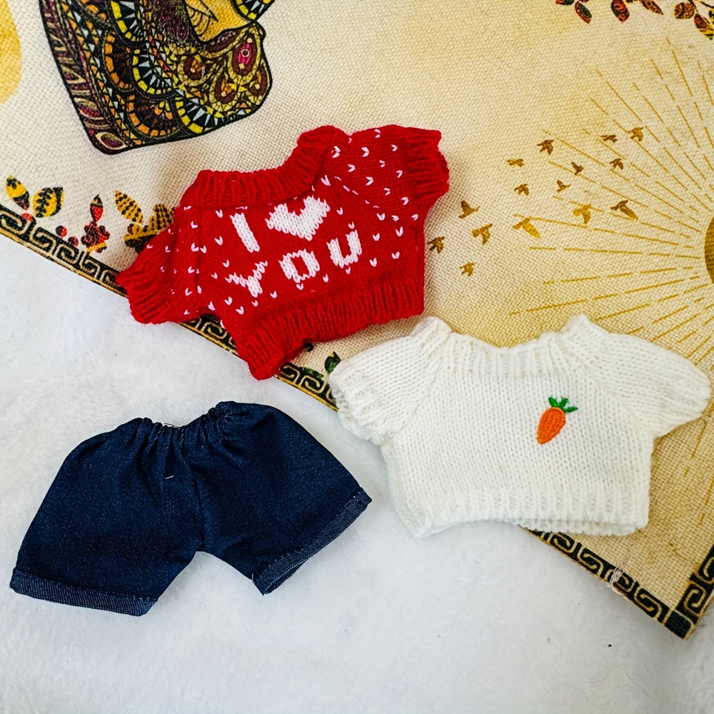 Doll Clothes for Plush Doll Carrot Striped I Love You Jeans