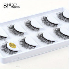 5 Pairs False Eyelashes 3D Slender Wispy Soft Reusable Lashes