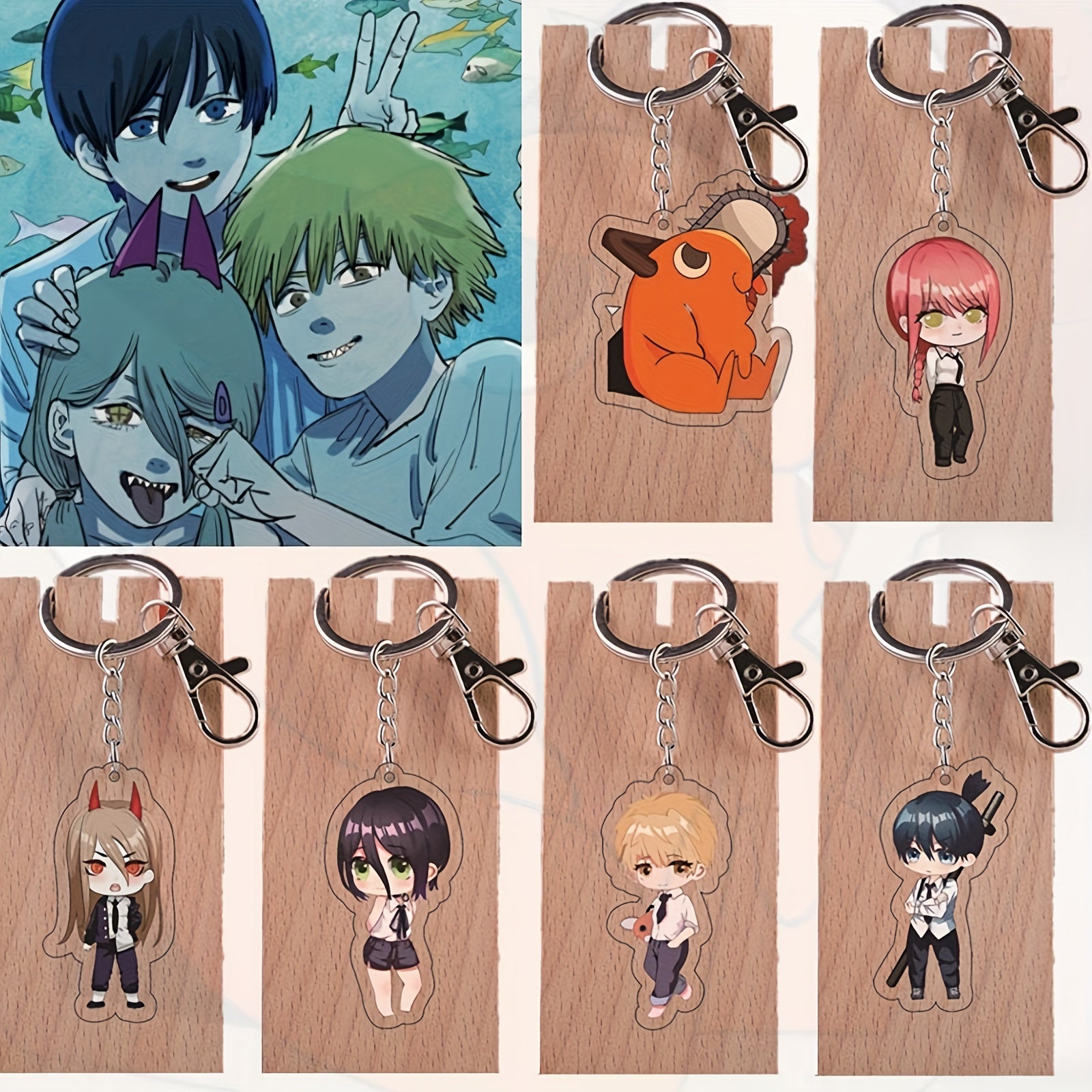 Set of 2 Anime Keychain Toys 16 Inch 2D Acrylic Keyring Collectibles