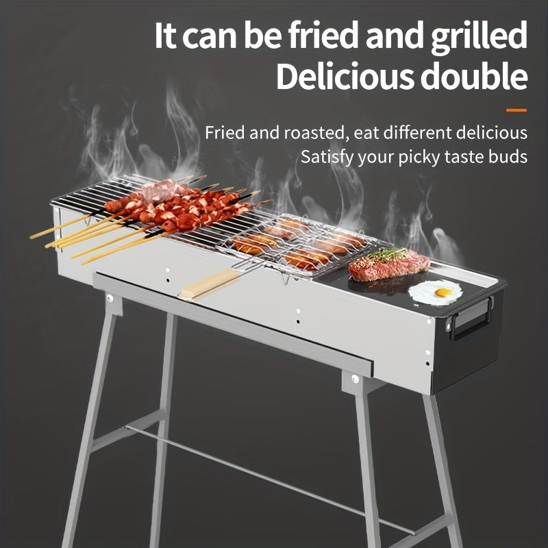 Portable Charcoal Grill 36x20 32 cm Outdoor Barbecue Skewers
