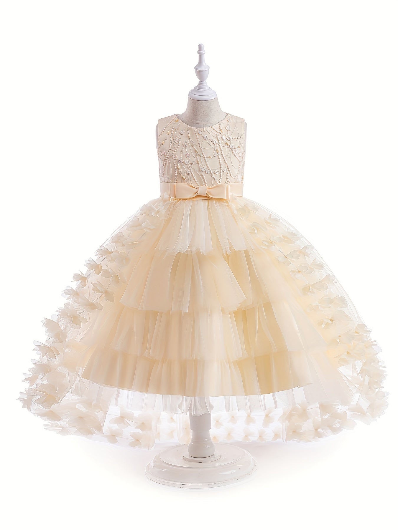 Girls Sleeveless Bowknot Dress Skirt Birthday Party Princess Dress