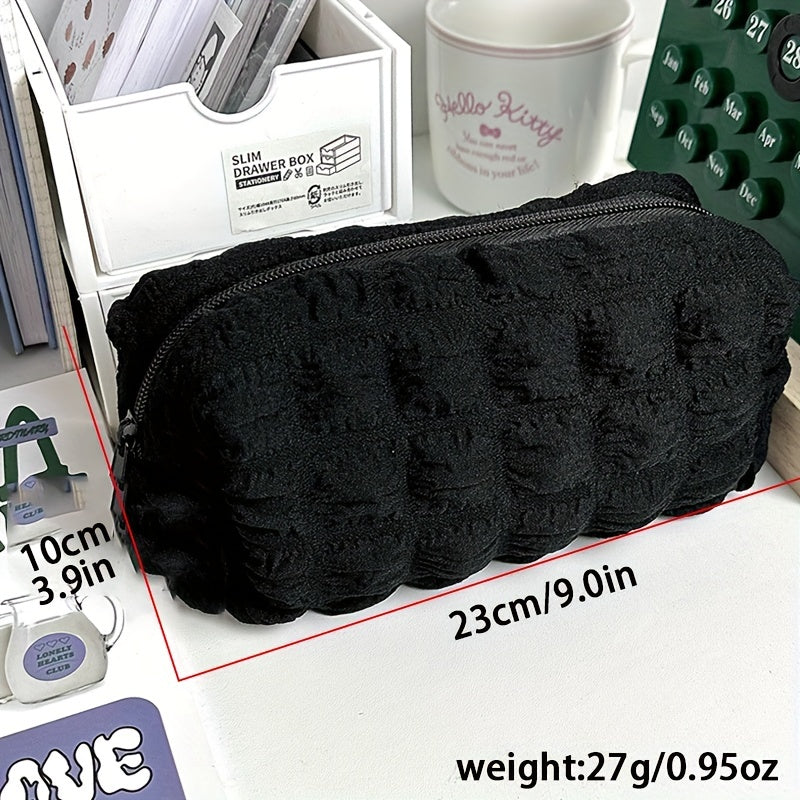 Large Pencil Bag Sweet Puff Polyester Case Soft Stationery Storage