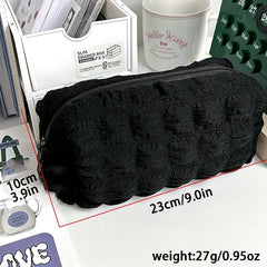 Large Pencil Bag Sweet Puff Polyester Case Soft Stationery Storage
