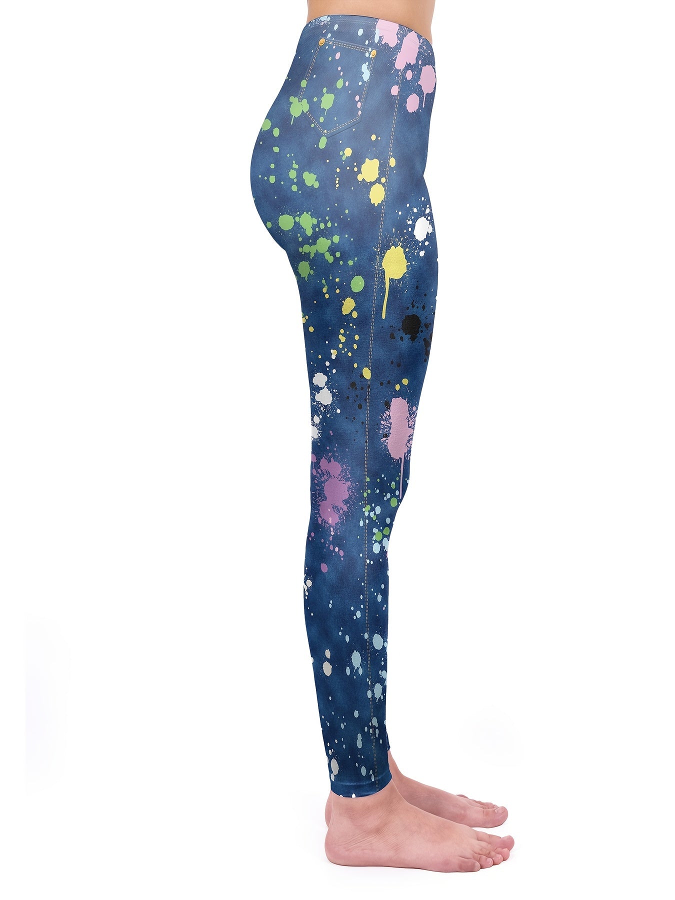 Graffiti Print High Waist Leggings - Stylish Skinny Leggings