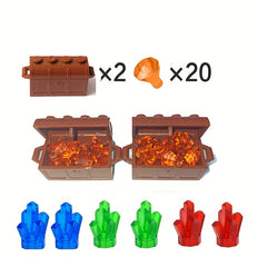28pcs Building Blocks Set Doll Diamond Brick Toy Treasure Chest Golden Pocket