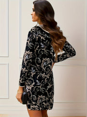 Women's Plus Floral Print Hooded Long Sleeve Sweatshirt Dress