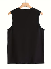 Gnomes & Bat Print Round Neck Tank Top