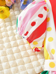 Little Girls' Rainbow Stripe Short Sleeve Dress Party Vacation Kids Clothes