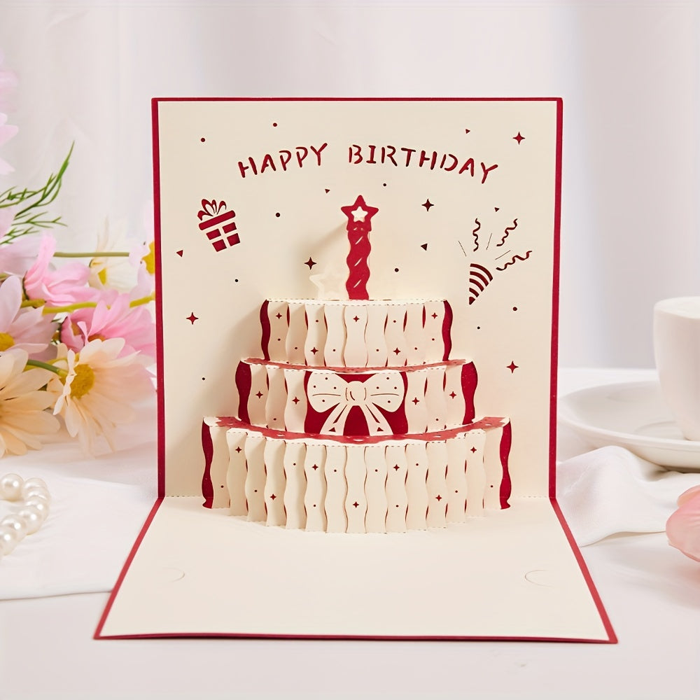 3D Pop Up Birthday Cake Greeting Card - Perfect For Various Occasions
