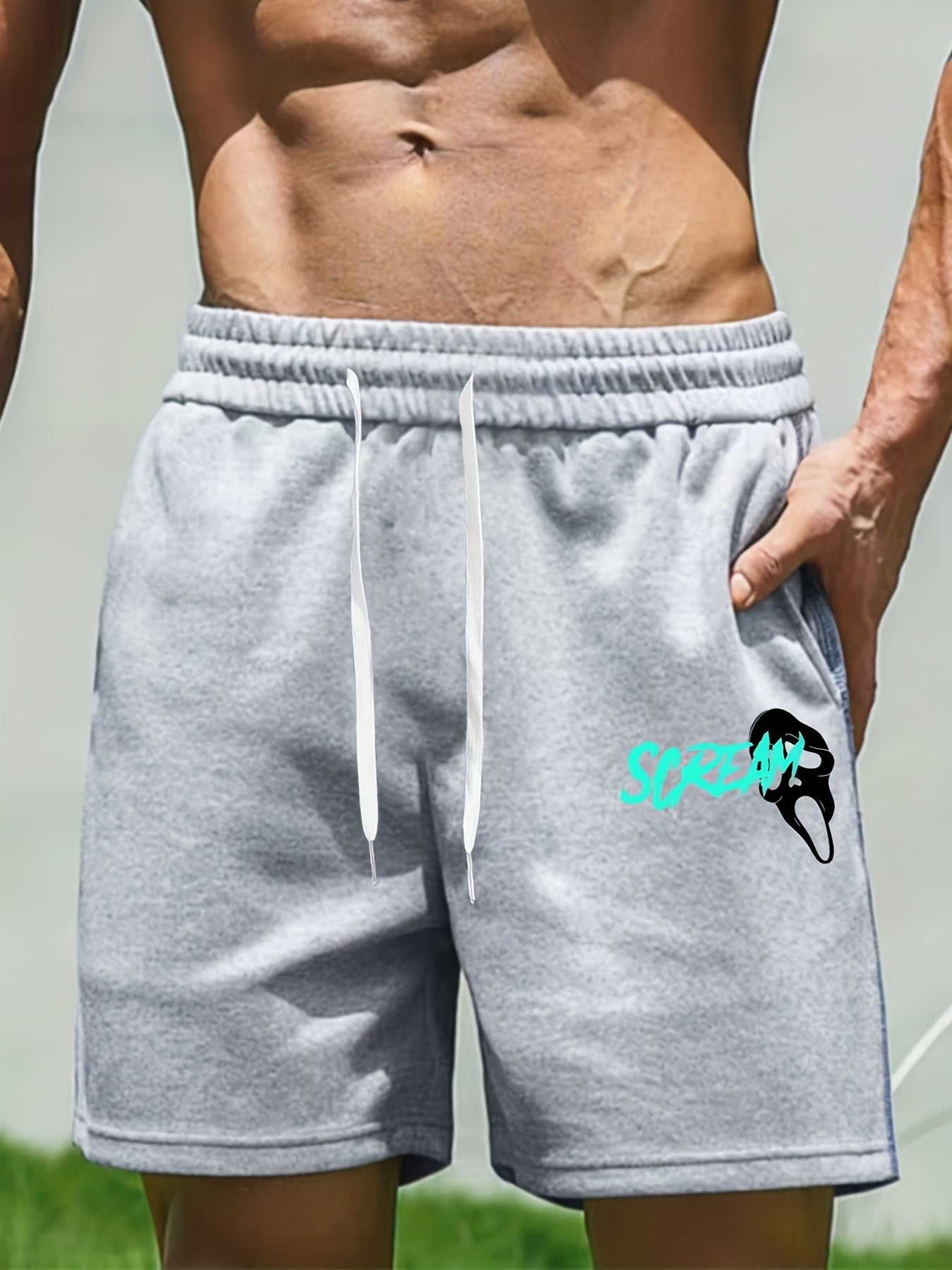 Men's Scream & Ghost Face Print Comfy Shorts