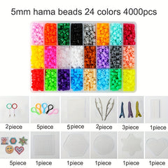 1000pcs 5mm Fuse Beads Kit 24 Colors Ironing Paper Pegboard Tweezers Art & Craft