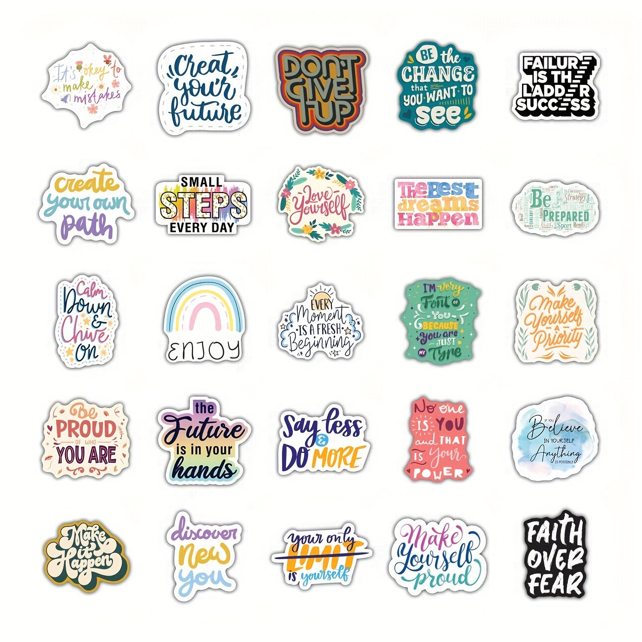 50pcs Inspirational Words Stickers Motivational Quote Vinyl Stickers