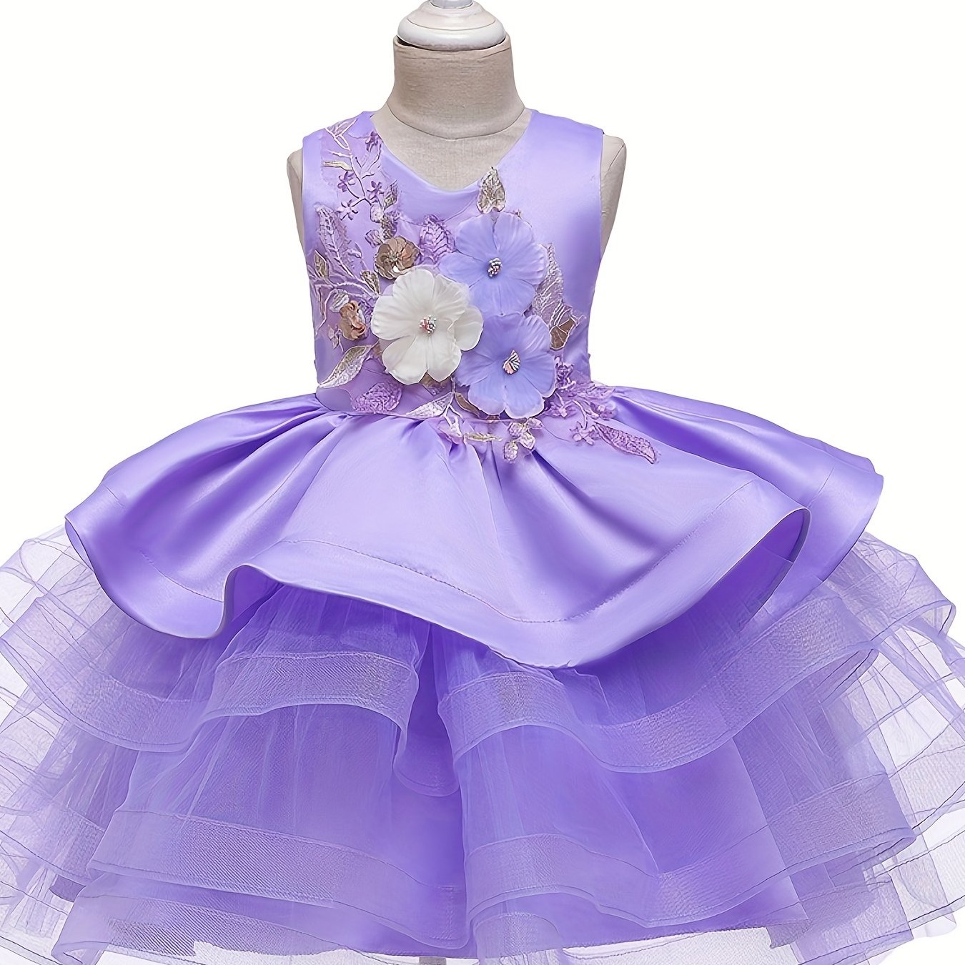 Girls Princess Wedding Dress Puffy Mesh Performance Skirt