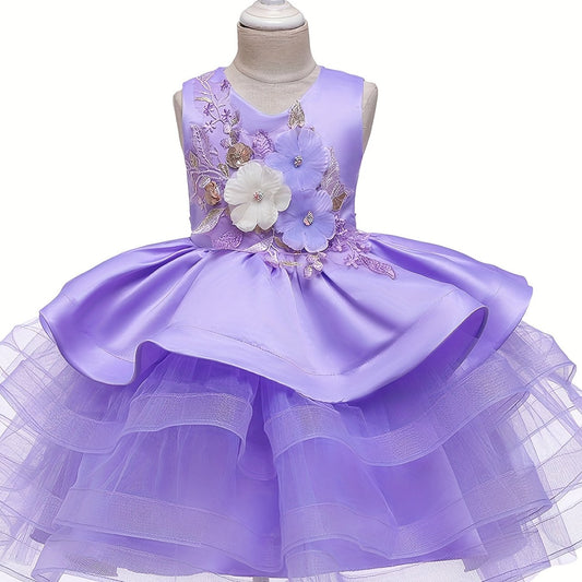 Girls Princess Wedding Dress Puffy Mesh Performance Skirt