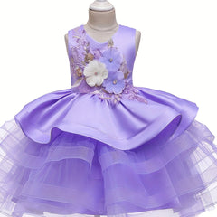 Girls Princess Wedding Dress Puffy Mesh Performance Skirt