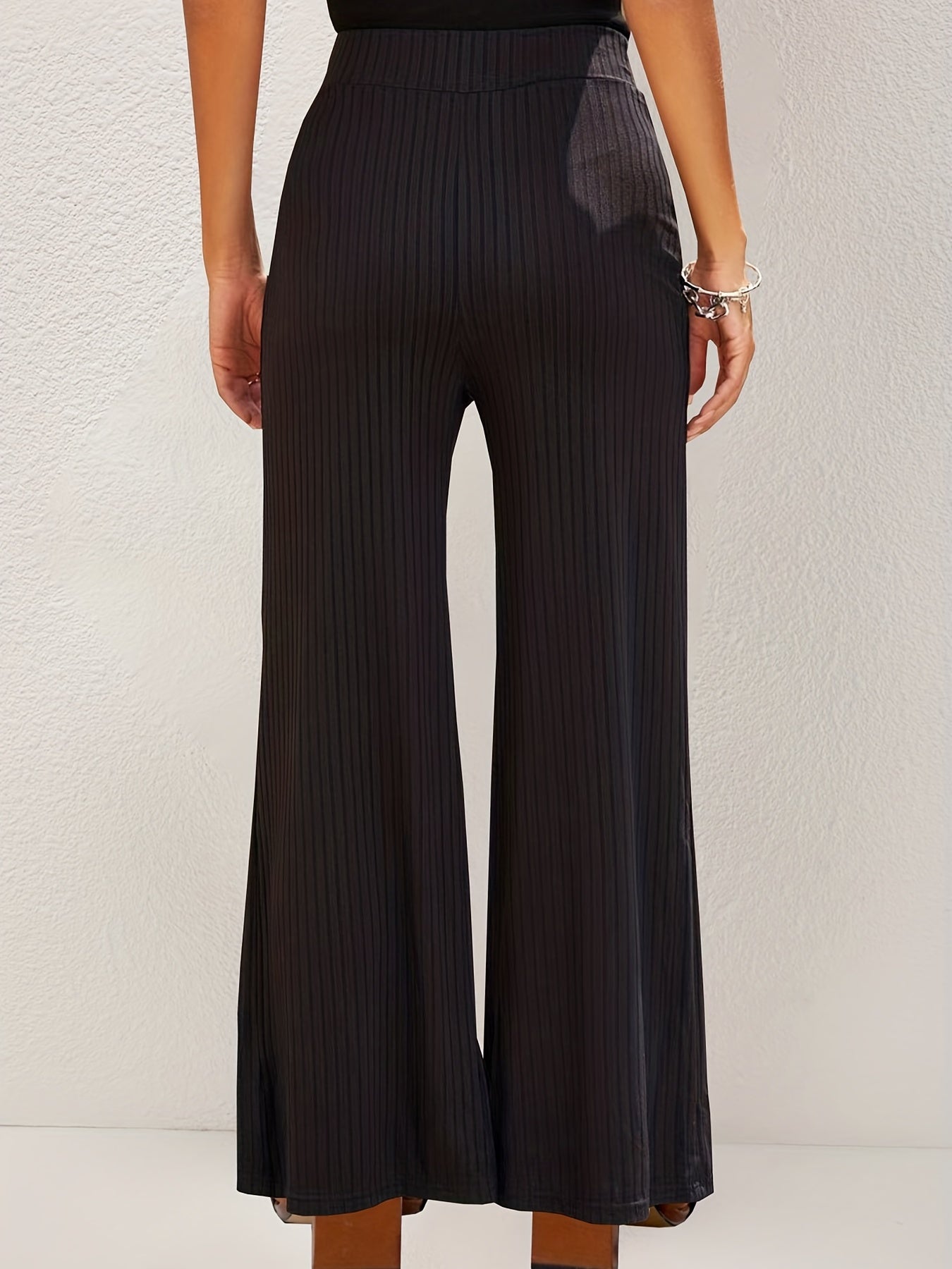 Stripe Textured Wide Leg Pants for Women