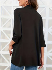 Casual Cardigan Women's Plus Solid Half Sleeve Open Front