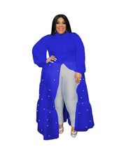 Rhinestone Button Front Maxi Dress
