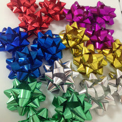 120pcs Christmas Gift Packaging Bows 6 Comb. Star Colored Ribbon Wedding