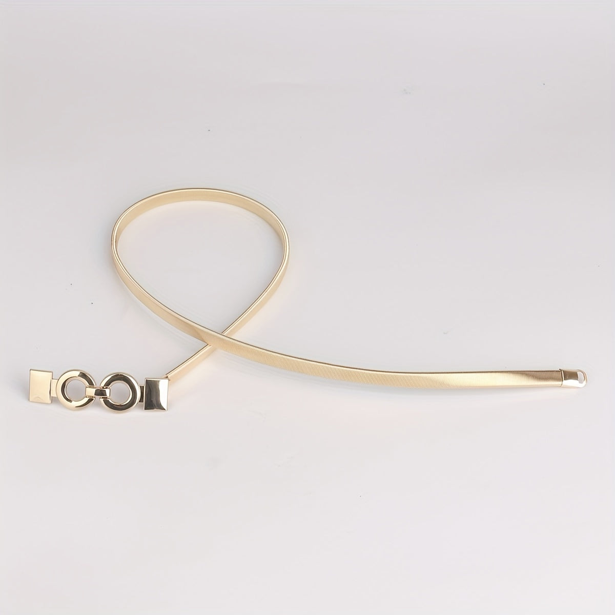 Double O Buckle Waist Chain Golden Elastic Waistband Dress Girdle