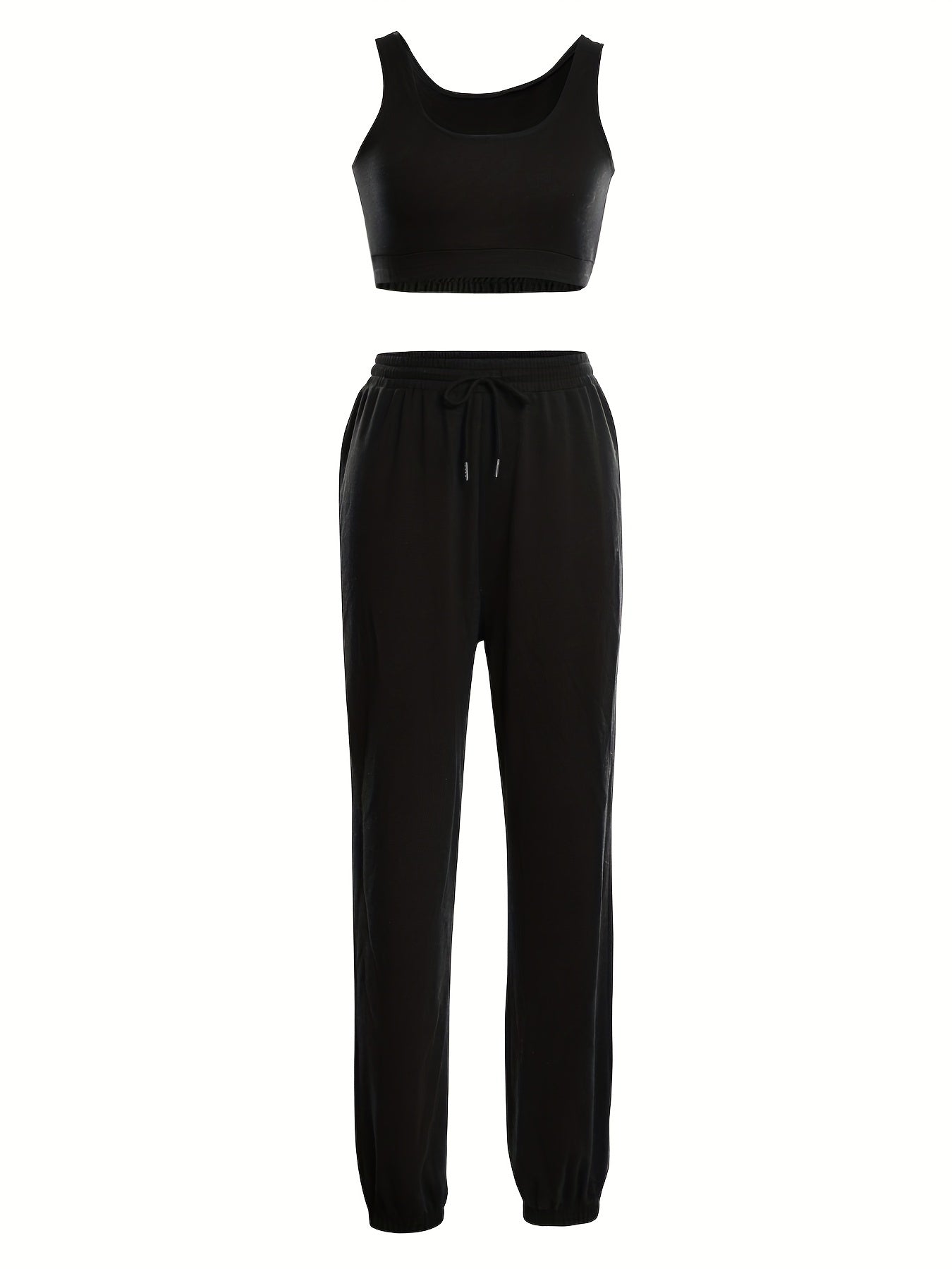 Casual Two Piece Set Tank Top & Drawstring Jogger Pants Outfit