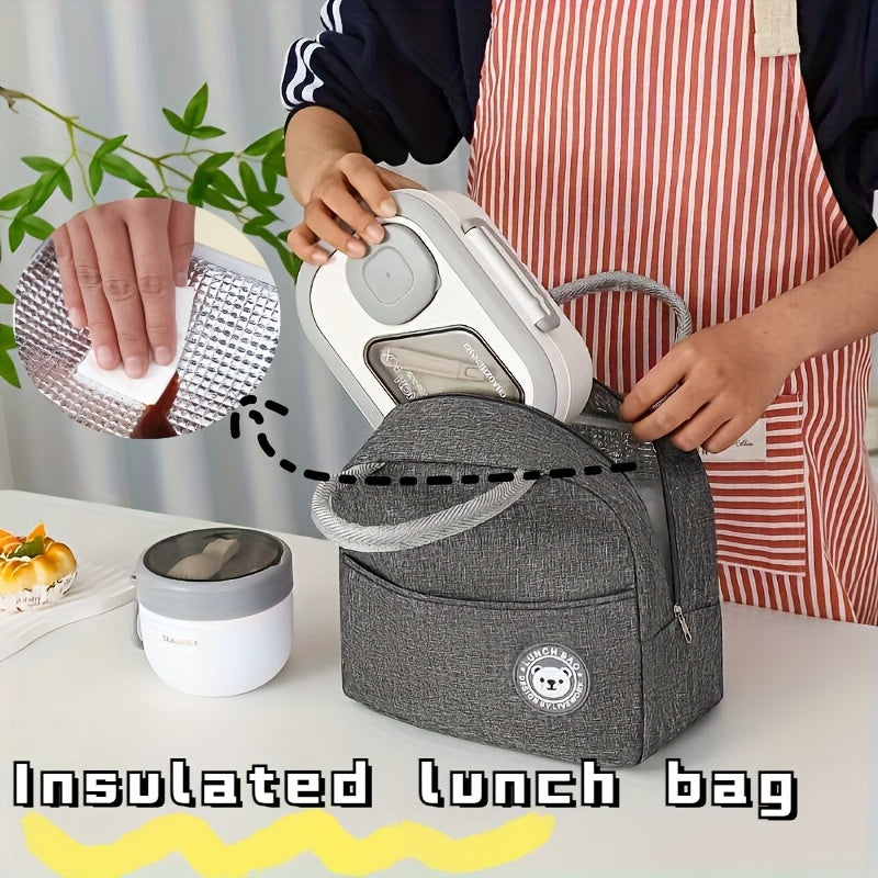 3pcs Portable Lunch Box Bag Set Thermal Bag Lunch Box Oatmeal Breakfast Cup