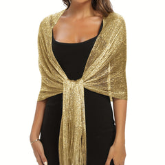 Metallic Shawls Round Buckle Tassel Wraps Scarf For Evening Party Wedding