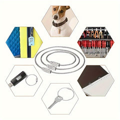 10pcs Stainless Steel Wire Ring Adhesive Wire Rope Key Ring for Luggage Tag