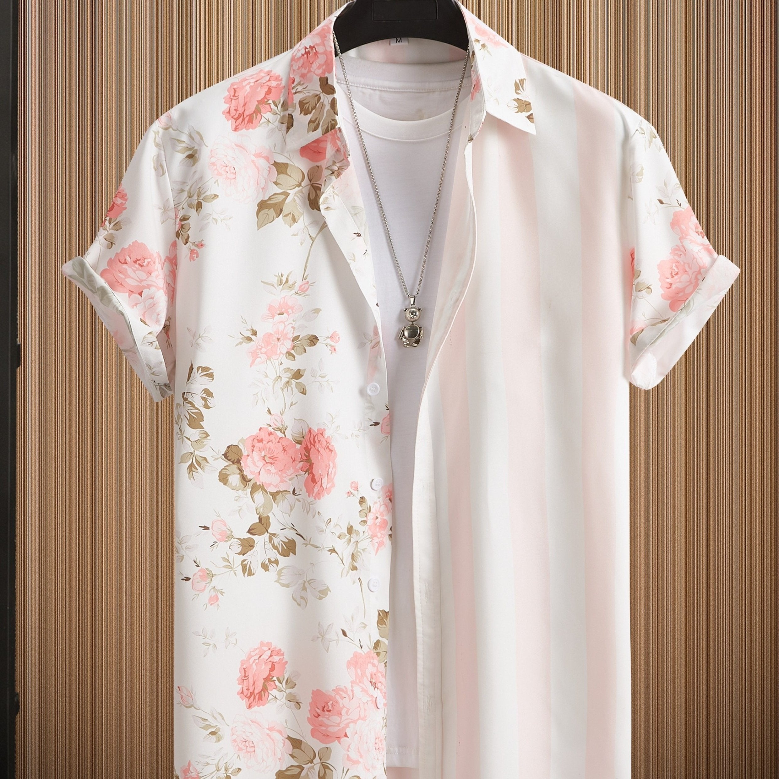 Hawaiian Style Floral Print Men's Short Sleeve Lapel Shirt