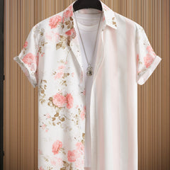 Hawaiian Style Floral Print Men's Short Sleeve Lapel Shirt