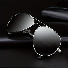 Classic Aviator Sunglasses Large Metal Frame Couple Style Polarized Glasses