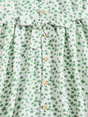 Girls' Sleeveless Floral Jumpsuit High Waist Summer Romper